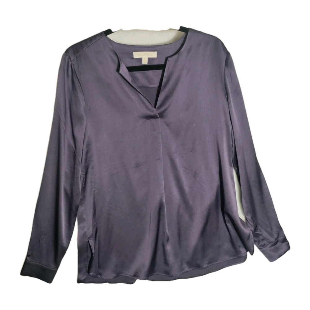 ETCETERA Purple Silk Long Sleeve Blouse Woman's Size 8 New‎